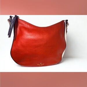 kate spade Red Leather Shoulder Hobo with Cream Side Panels